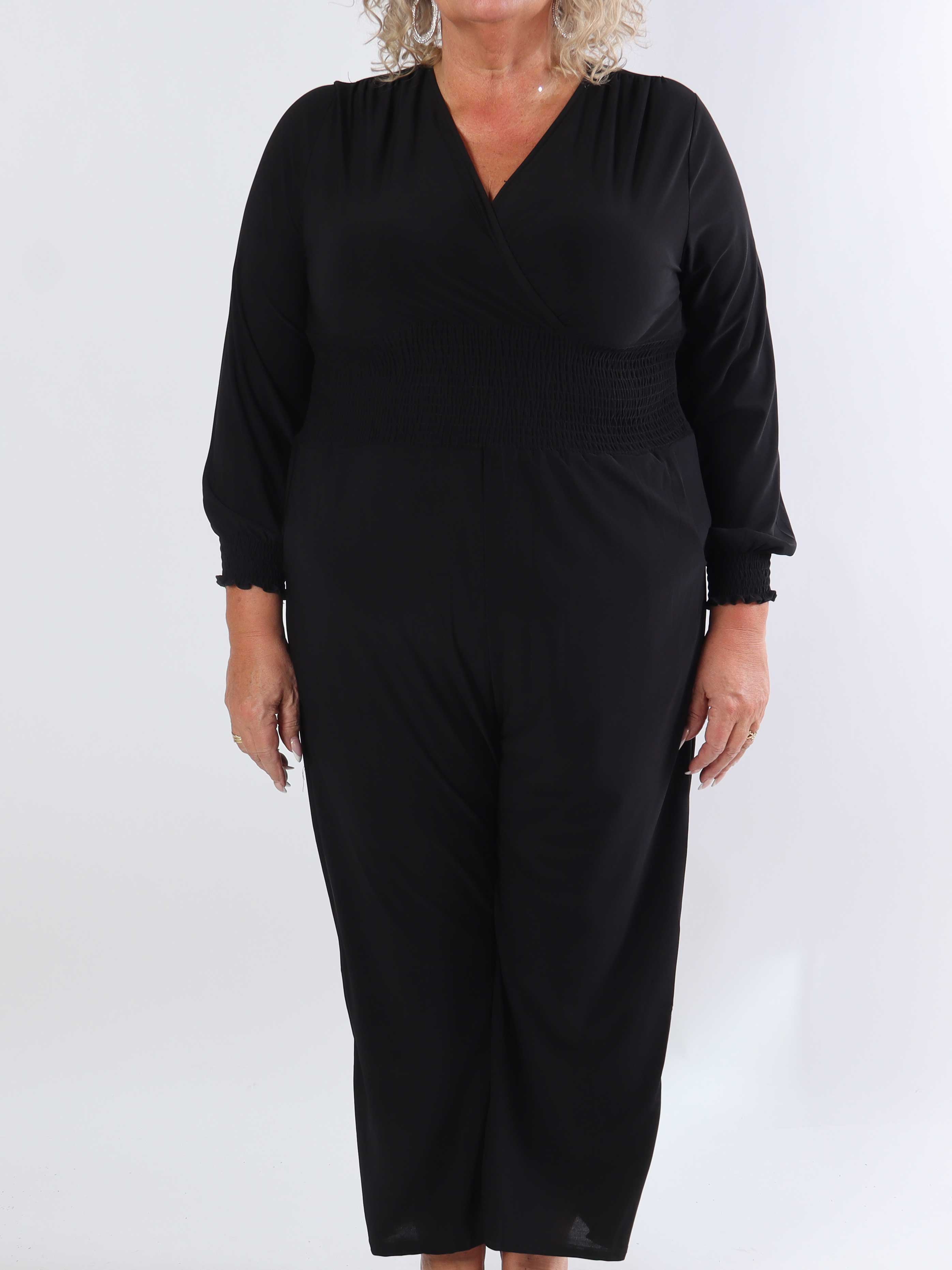 Pams Plain Jumpsuit L/S - Plain elastisk jumpsuit i storlekar